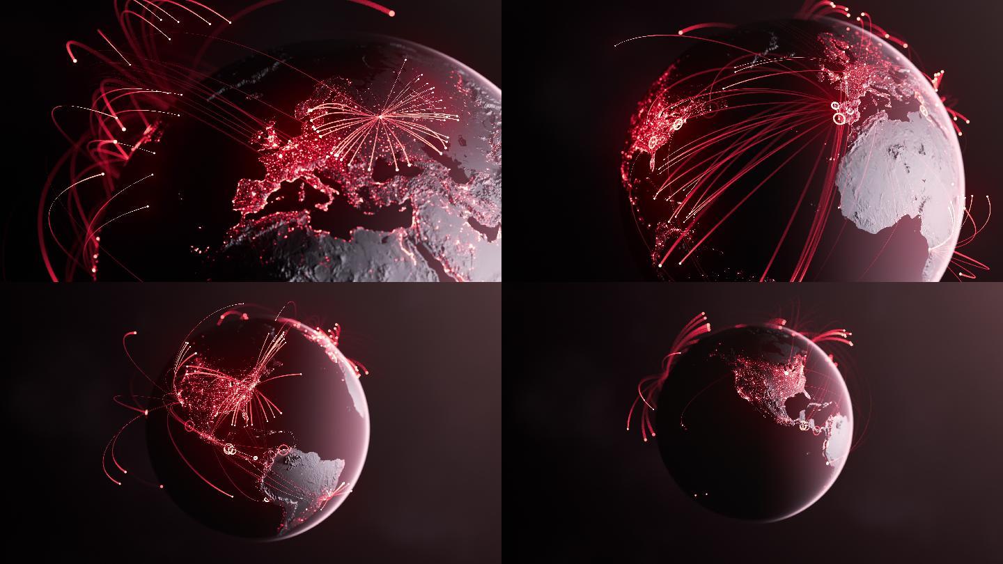 全球连接线-红色版-数据交换