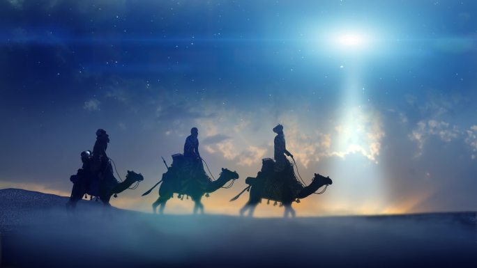 圣诞节场景沙漠驼队一带一路古丝绸之路