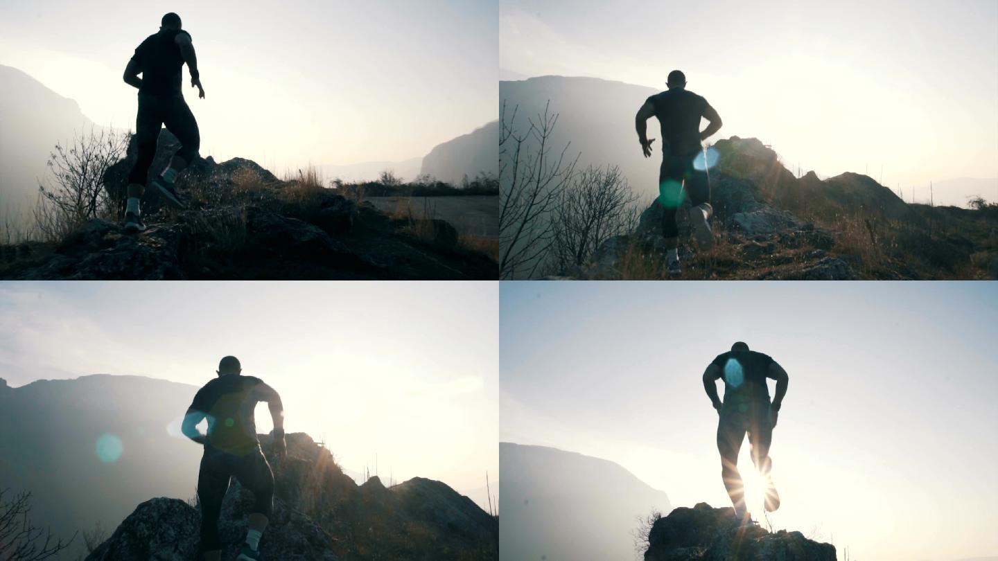 在山顶练习的人宣传片广告视频素材风光风景