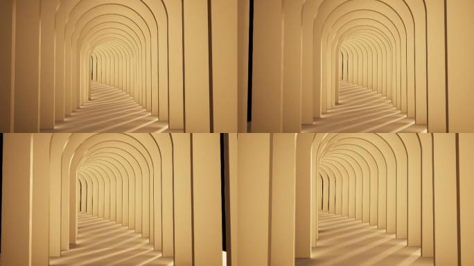 抽象背景，无尽头的木拱隧道