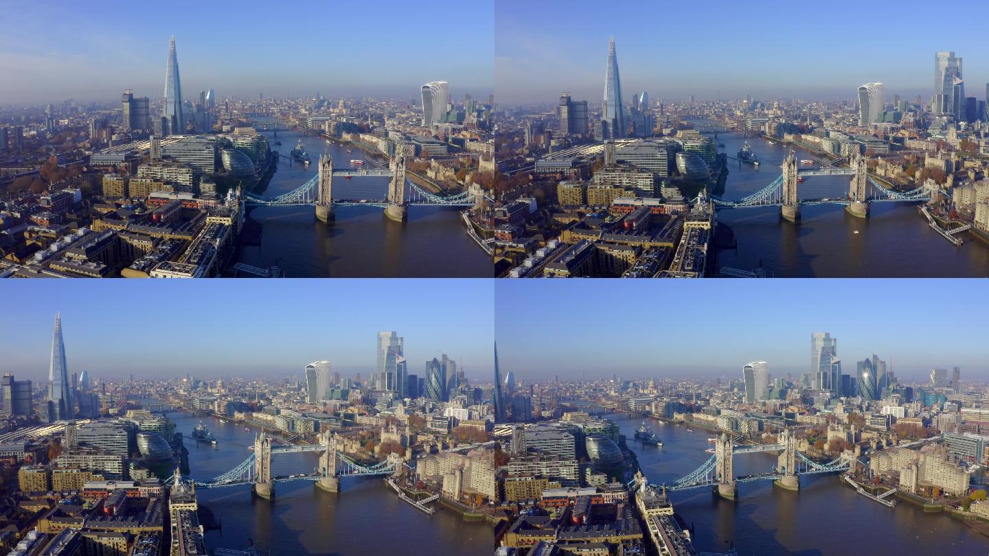 塔桥上方的伦敦鸟瞰图