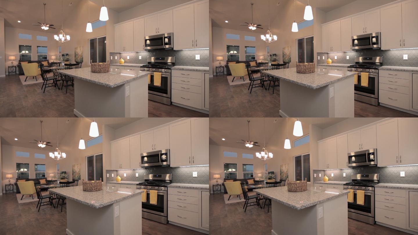 全新建筑房屋厨房厨房电器视频素材吊顶灯