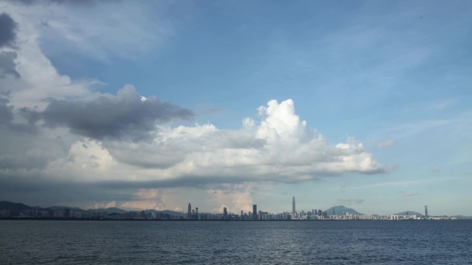 深圳湾、海湾、云彩、白云、延时
