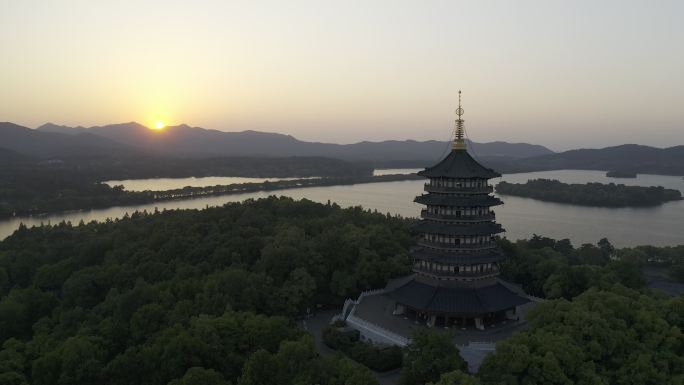 浙江杭州西湖雷锋塔夕照