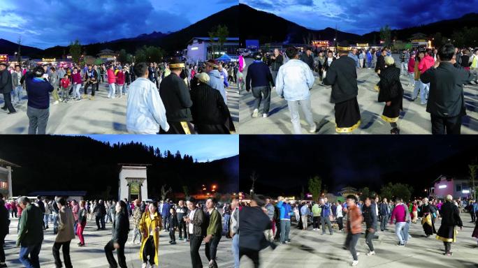 西藏鲁朗小镇藏族广场舞