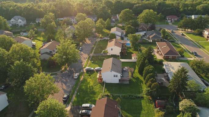 美国新泽西州赛尔维尔市郊区房屋鸟瞰图