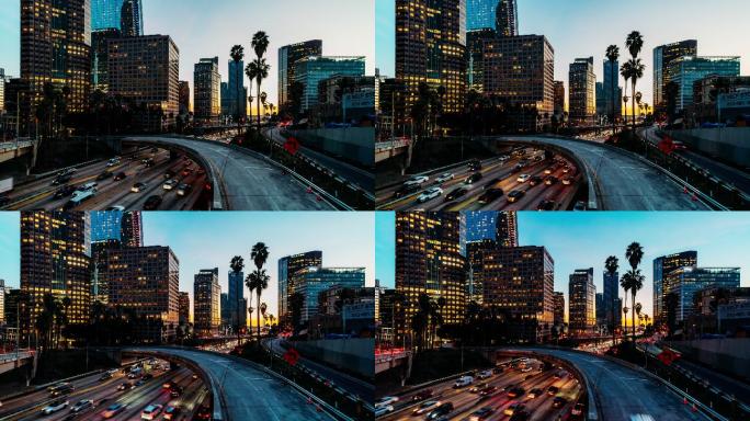 加利福尼亚州洛杉矶市中心的交通时间点