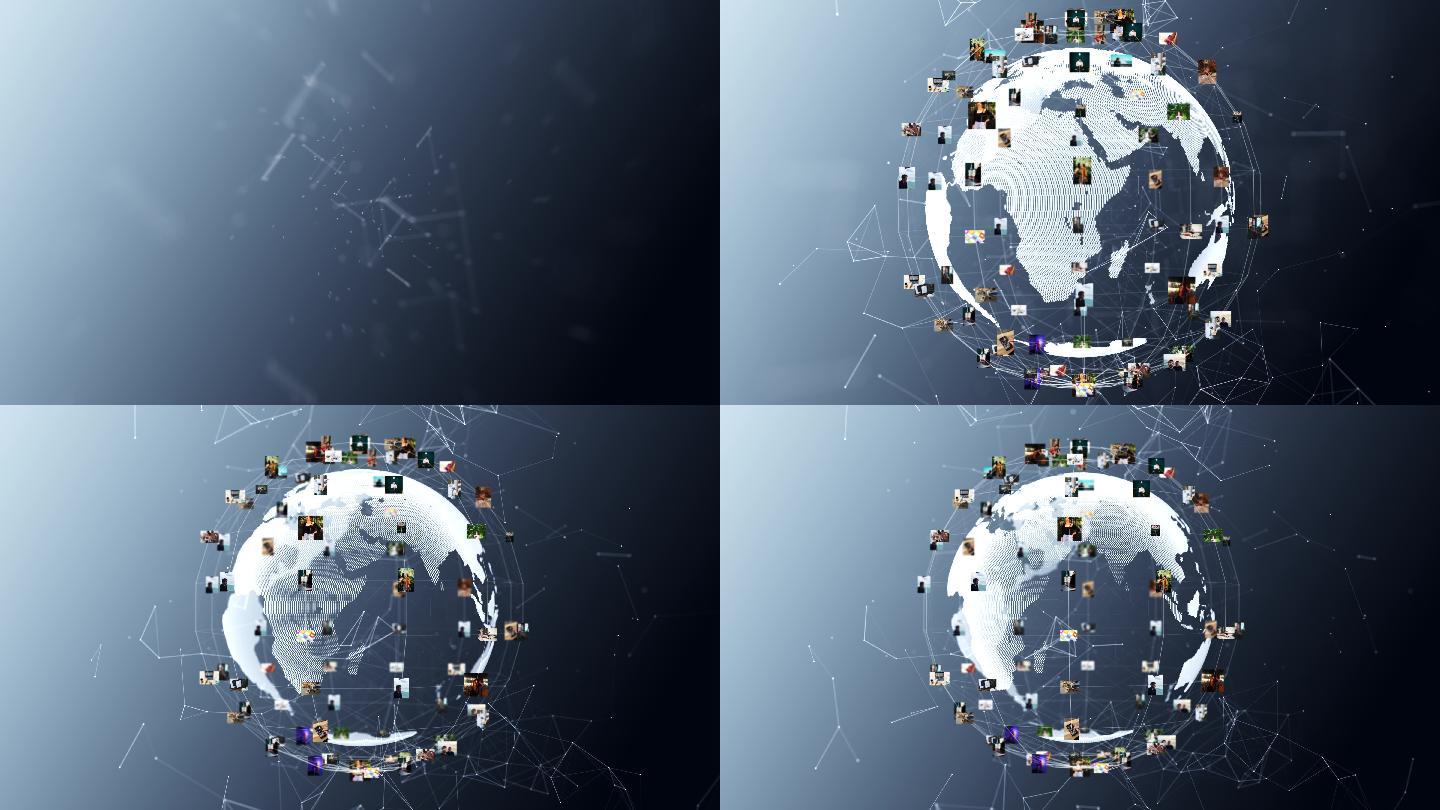 技术和社交媒体全球化点线连接世界连线