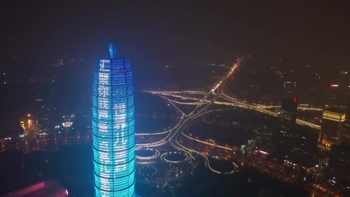 世界儿童日河南郑州千禧广场夜景航拍