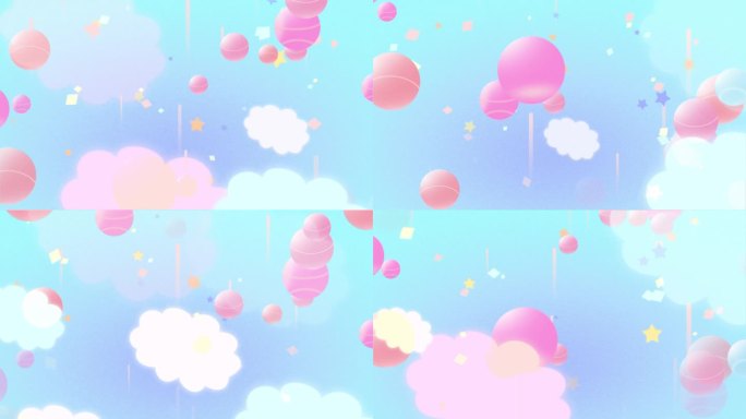 梦幻唯美天空气球上升循环背景 3