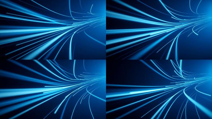 蓝色光纤抽象背景特效视频科技
