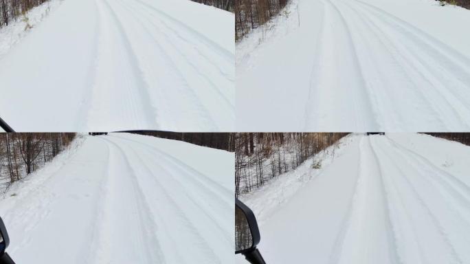 第一视角摩托车电动车冰天雪地骑行