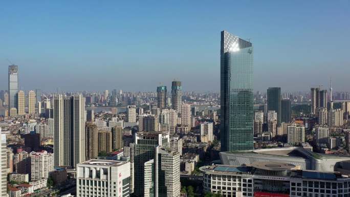 武汉市中心高楼群航拍4K视频