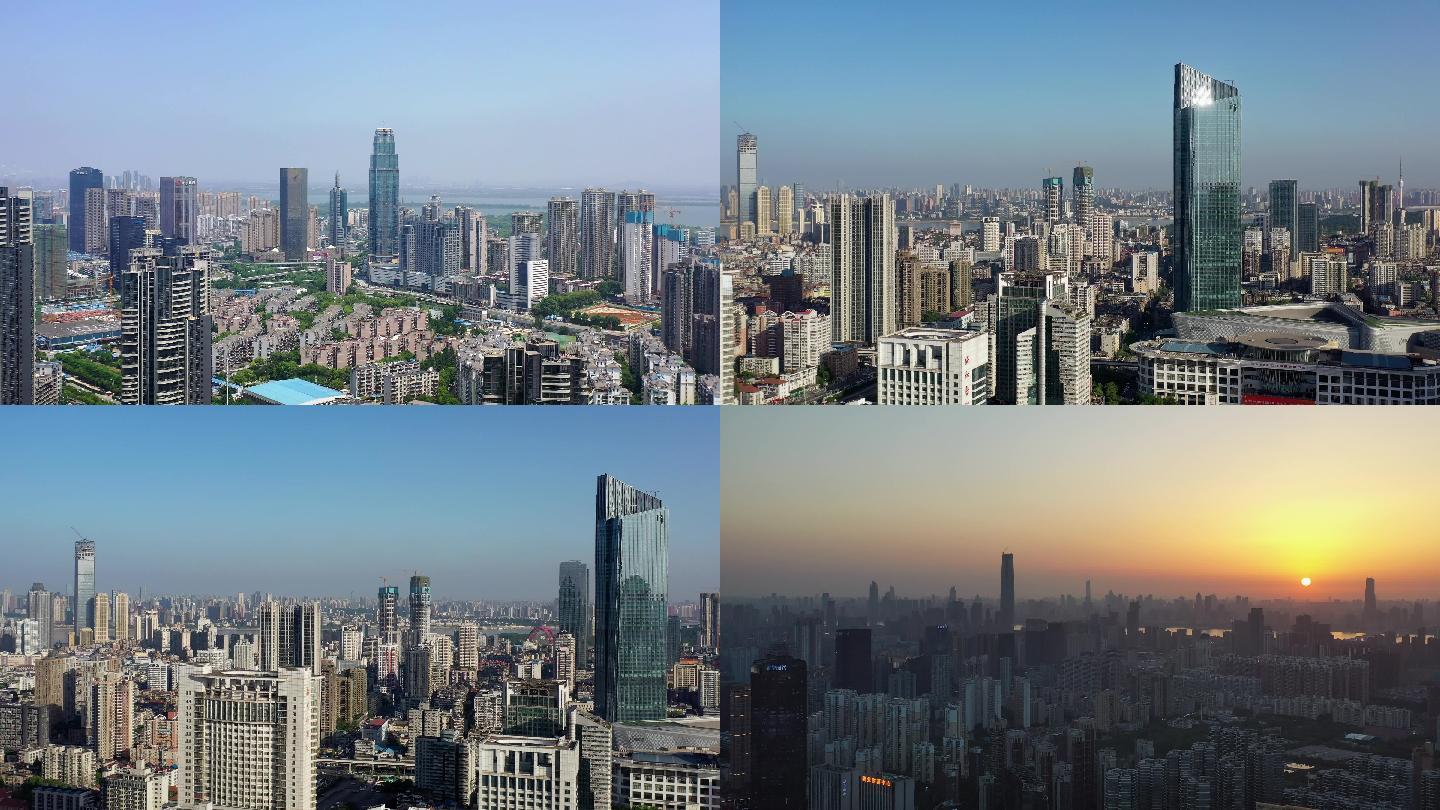 武汉市中心高楼群航拍4K视频