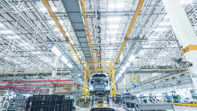 汽车厂生产设备汽车生产线延时拍摄机械工厂