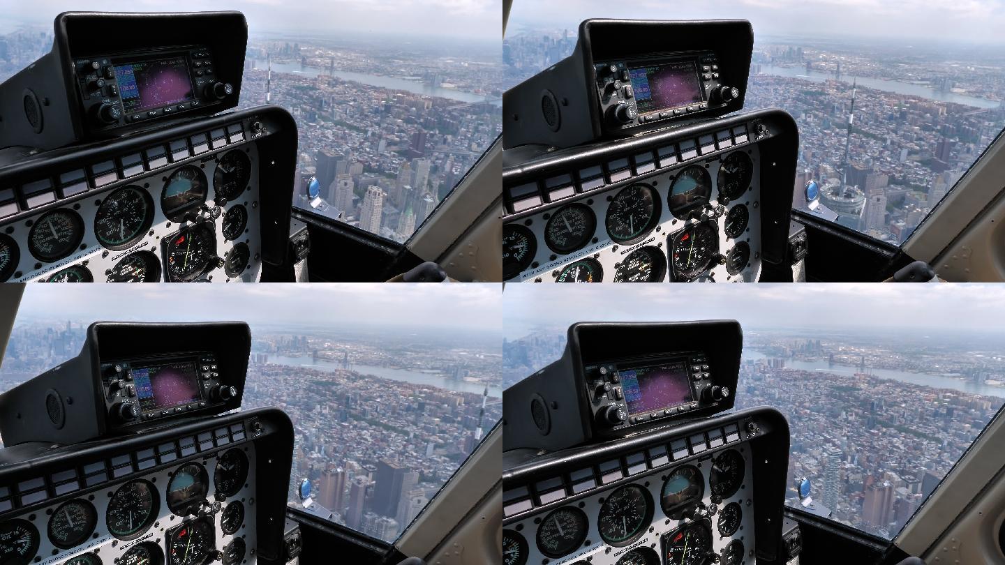 直升机驾驶舱视频素材视野飞行员都市飞行