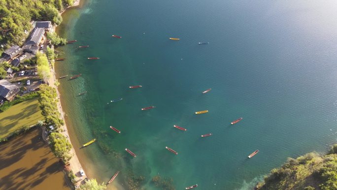 泸沽湖女神湾航拍风光