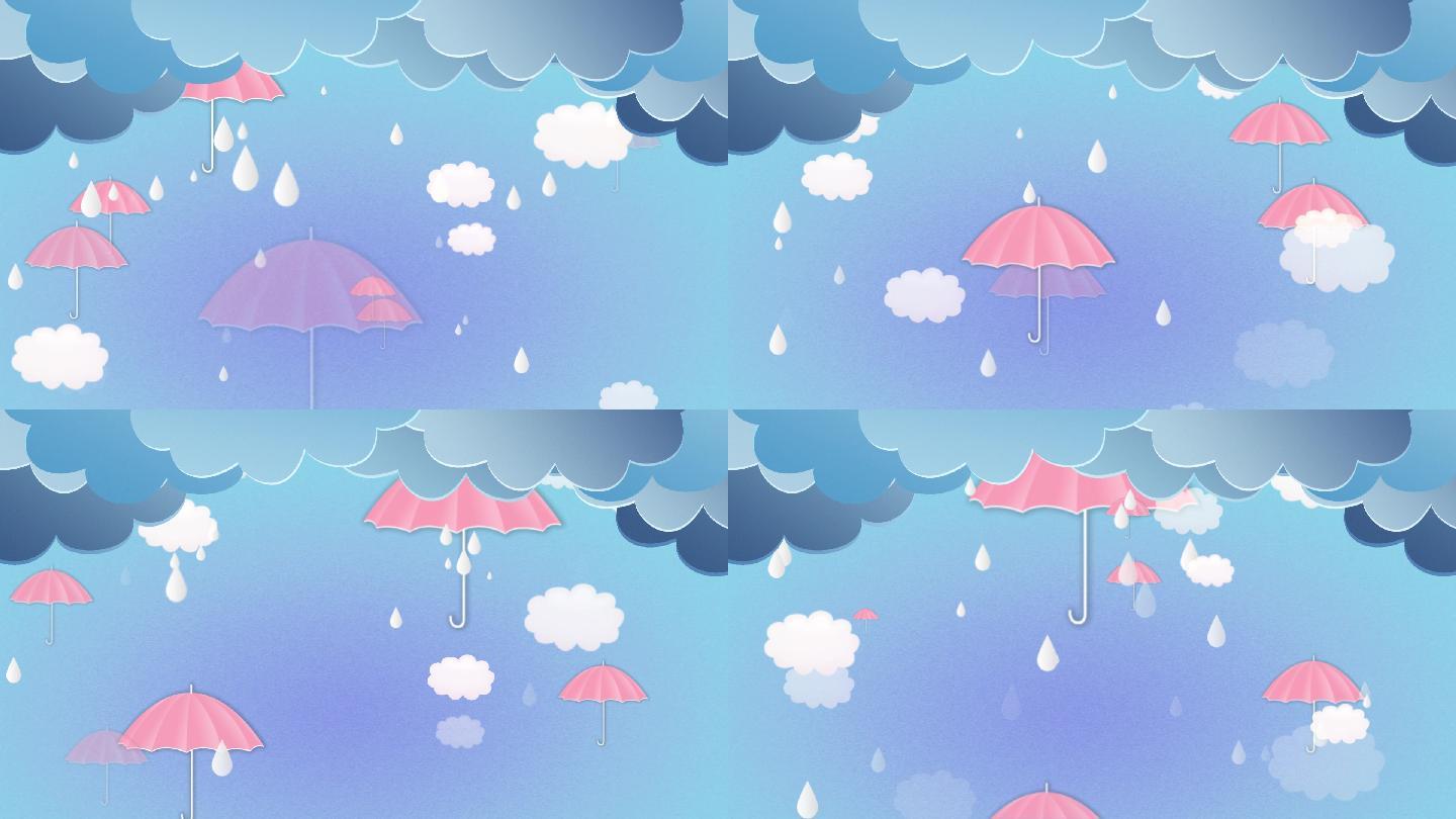 雨天下雨雨滴唯美卡通循环背景 1 19x1080 高清视频素材下载 编号 舞台背景 Vj师网www Vjshi Com