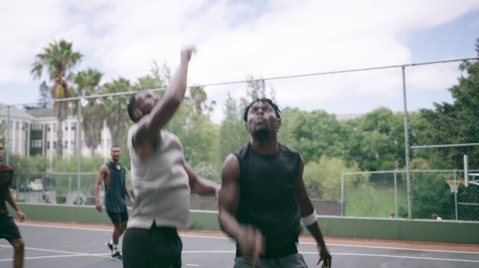 一组年轻男子打篮球的4k视频片段