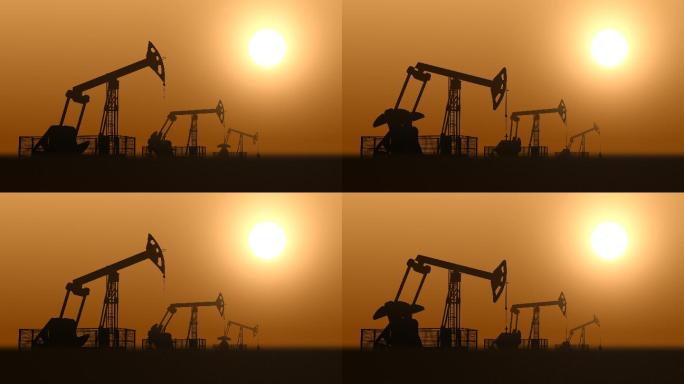 沙漠中的油泵千斤顶，防止日落时开采原油。