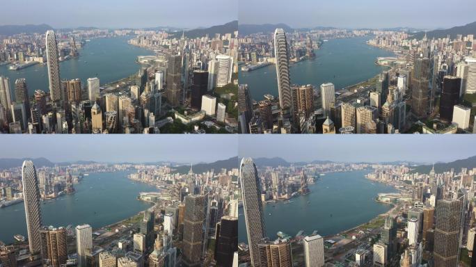 香港市的城市景观香港航拍维多利亚港金融中