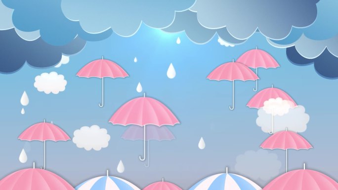 雨天下雨雨滴唯美卡通循环背景 2