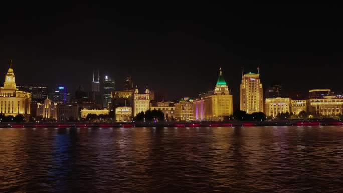 4k上海外滩夜景全景