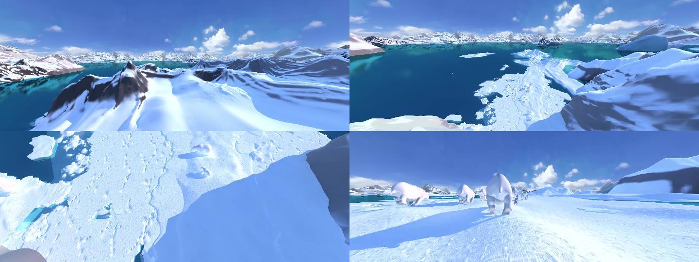 北极冰川河流北极熊3d写实场景