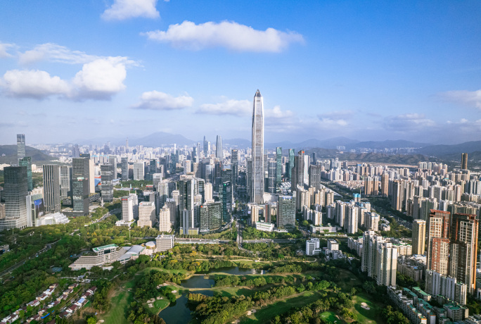 深南大道深圳地标CBD建筑群航拍