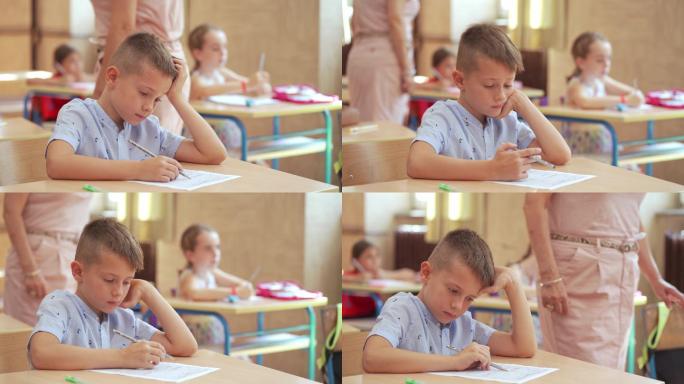 小学生在学校考试中有知识问题