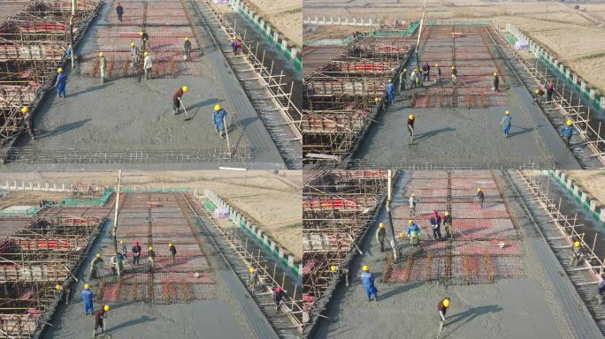农民工施工项目封顶 水泥沙石 封顶