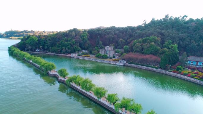 昆明市西山区白鱼口风景区航拍