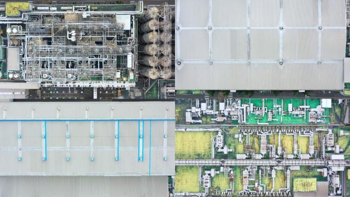 鸟瞰空气冷却水，工厂冷凝冷却水。