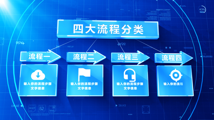 【无插件】科技蓝色流程分类AE模板