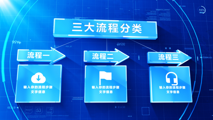 【无插件】科技蓝色流程分类AE模板