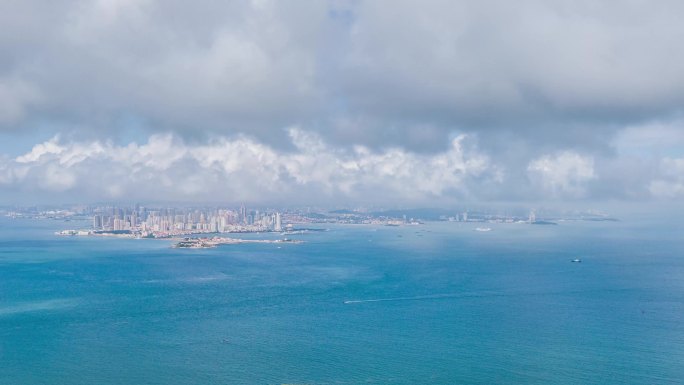 青岛海岸线胶州湾城市全景