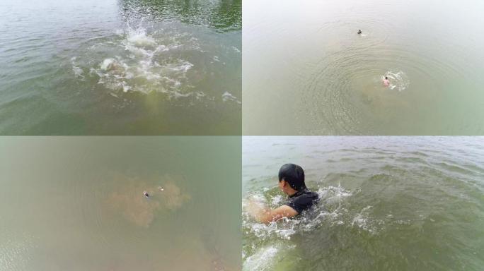 青少年溺水的镜头 可用于禁止游泳教育使用