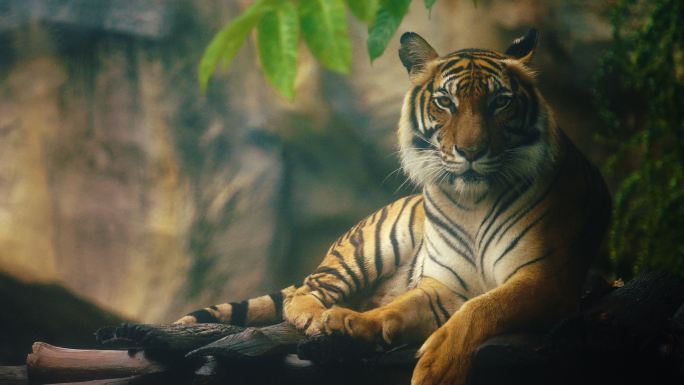 在森林中休息的孟加拉虎