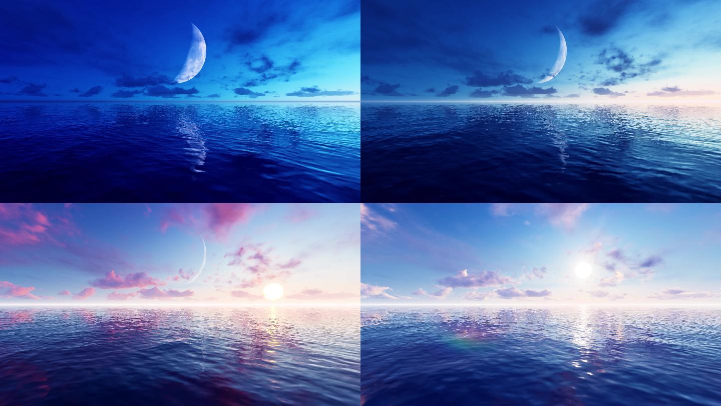 4k日月交替海上日出