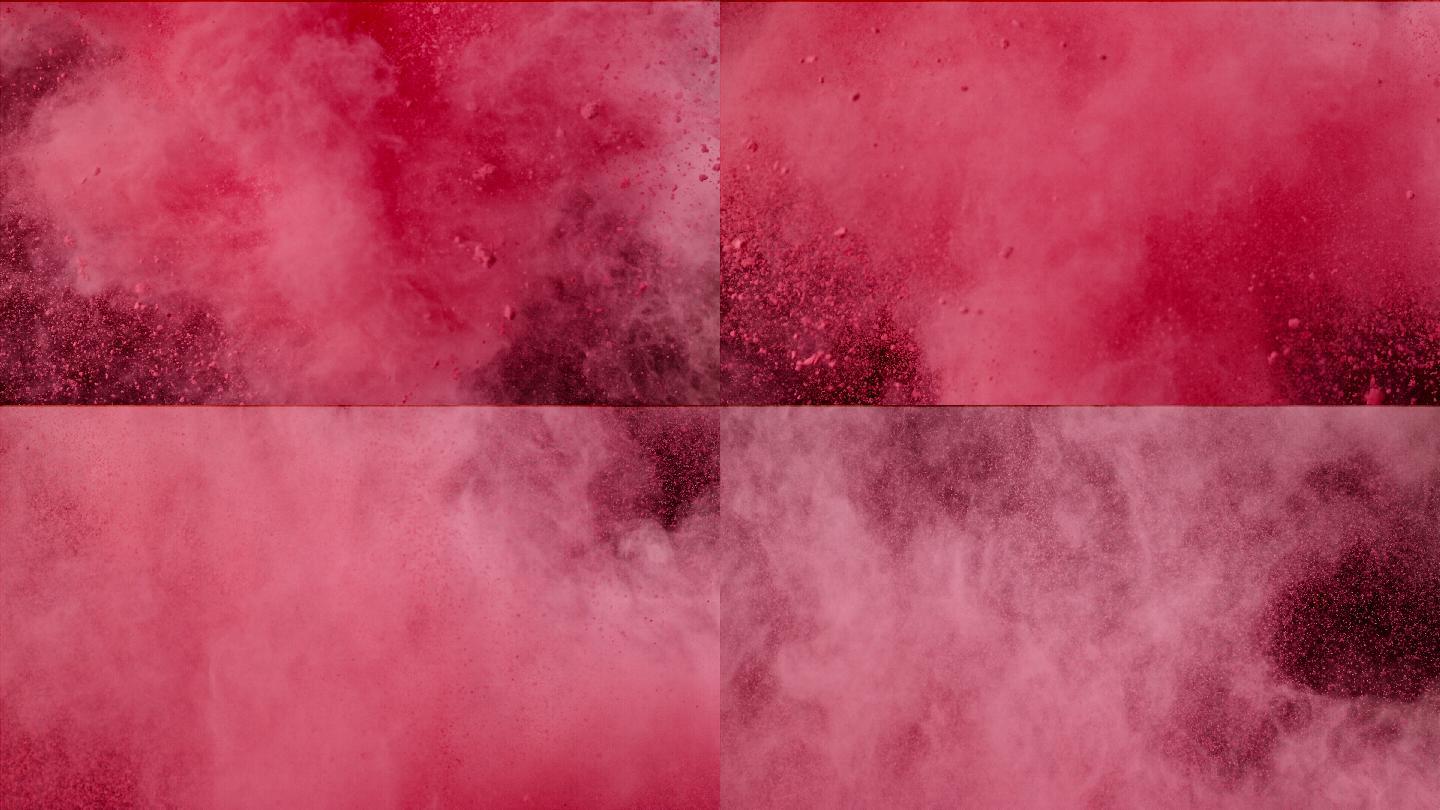 红色粉末在空气中碰撞超慢速视频