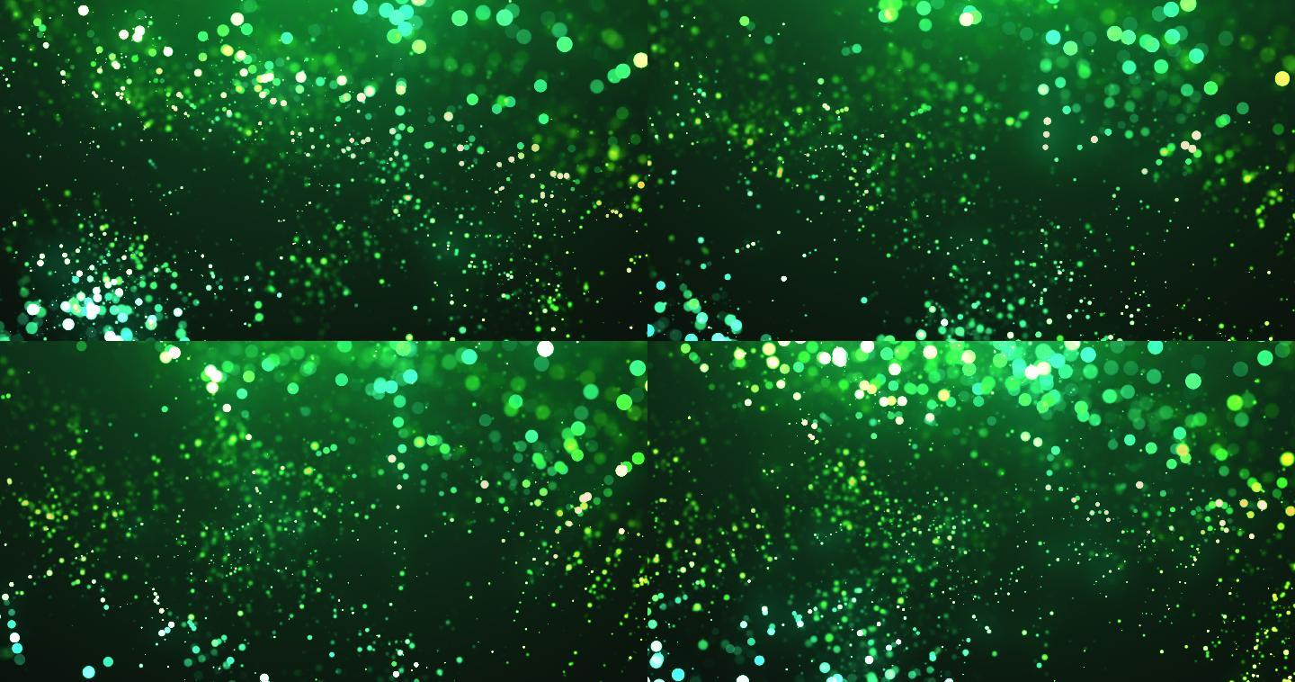 慢动作散焦粒子-绿色-抽象背景动画