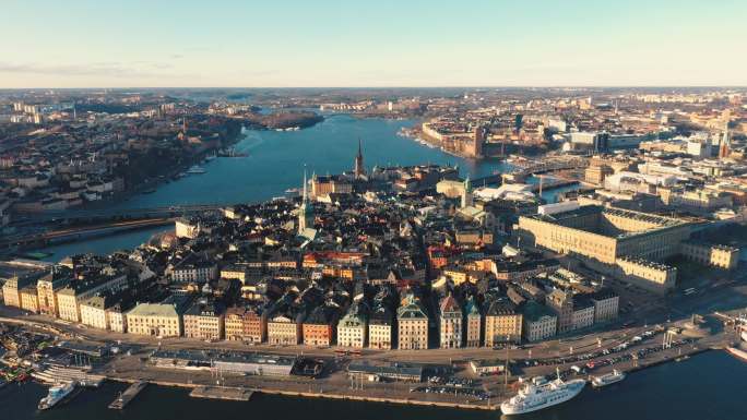 斯德哥尔摩市中心加姆拉斯坦鸟瞰图