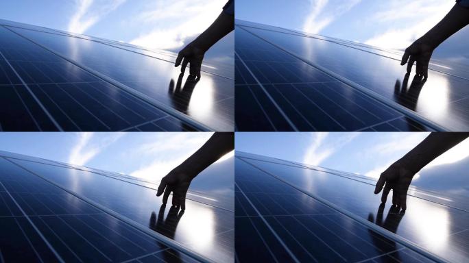 维修太阳能电池板光伏触摸抚摸新能源