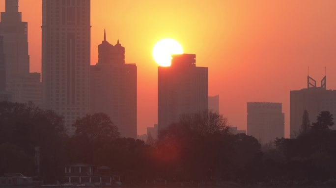 城市 日暮 日出 天际线