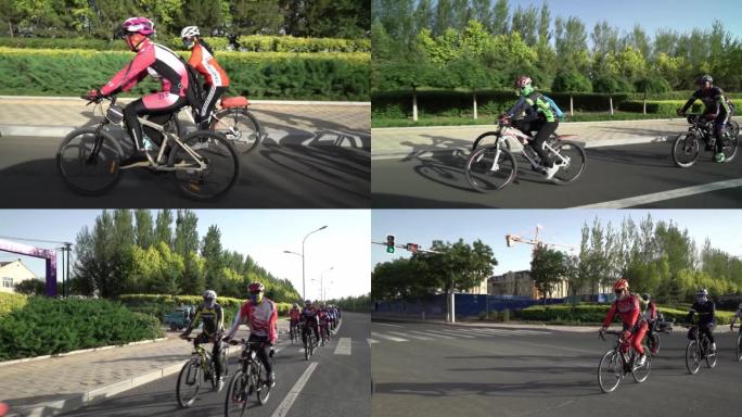 自行车骑行绕城市行进体育锻炼