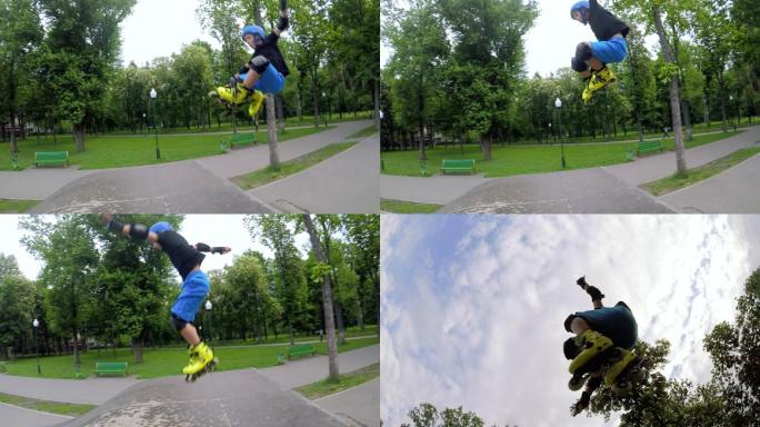 儿童极限溜冰鞋跳跃坡道公园