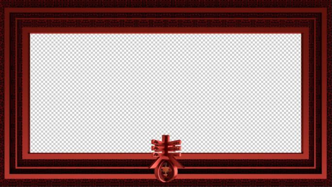 【4K春节透明通道】红金高端简约包装画框