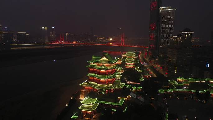 南昌滕王阁夜景航拍，4K画质