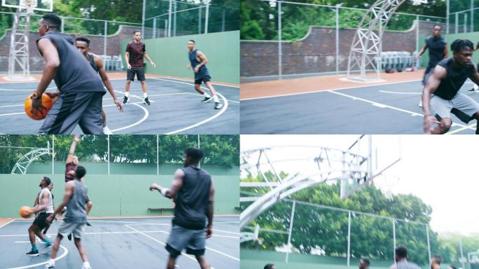 年轻男子打篮球外国人黑人三分球假动作男生