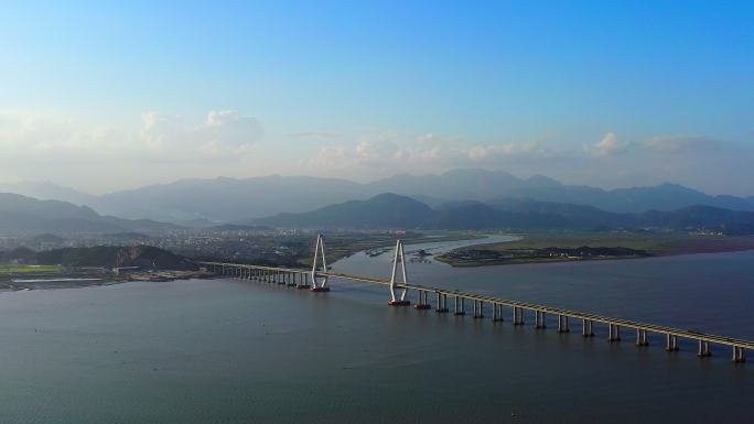 左横飞航拍玉环乐清湾跨海大桥二桥